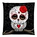 B Lyster shop Cotton Linen Decorative Throw Pillow Case Cushion Cover Cute Red Day of the Dead Sugar Skull Owl Stars pillow cases 18 x 18