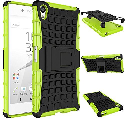 Preisvergleich Produktbild Rüstung Serie Schutzhülle Sony Xperia Z5 Premium Hülle [Schwarz+Grün],Outdoor Case Tasche ISENPENK Muster Schutz Handy Hülle Mit Ständer