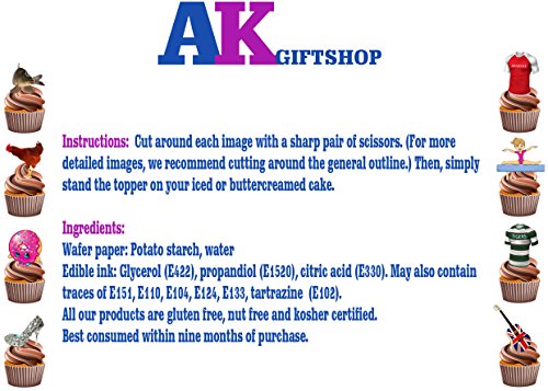 Akustische Gitarre Party Pack, Kuchen Dekorationen – 36 Essbar Stand-up Cupcake Topper - 3