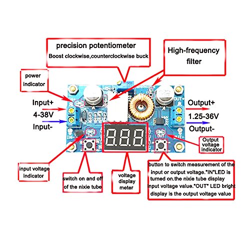 tinxi® 5A 75W DC DC Step down Converter Spannungswandler mit LED Voltmeter - 7