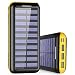Produktbild Externer Akku PLOCHY 24000mAh Solar Powerbank, Solar Ladegerät mit 3 Ausgänge und Lighting & Micro Dual Input Power Bank Handy für iPhone, iPad, Samsung Galaxy und andere Smartphones(Gelb)