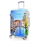 Volumen: ca. 32 Liter QTC Hartschalen Reisekoffer TSA Sicherheits Zahlenschloss mit 4 Doppelrollen Bilder (Venice, M (Handgepäck))