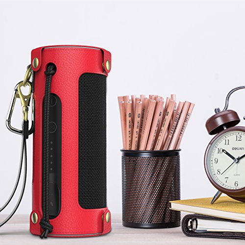 MoKo JBL Flip 3 Lautsprecher Hülle Abdeckung, Premium PU Leder Schutzhülle Tasche Case mit Handschlaufe und Karabiner für JBL Flip 3 Bluetooth Wireless Speaker, Rot - 8