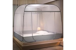WENSCHA Foldable mosquito net bed canopy 180x170x200 cm Portable travel single/double bed pop-up camping tent mosquito net Gray…