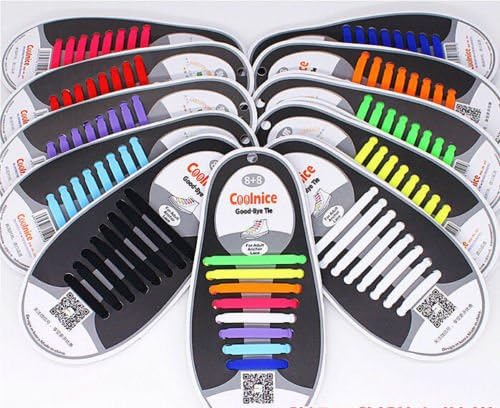 No Tie Elastic Shoe Laces 100% Silicone Trainers Adult Kids No Tie Shoelaces Boots (Adult, Black)