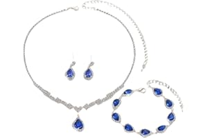 FDEETY Parure di Gioielli per Donna di Zirconi e Strass Collana Pendente Bracciale Set Gioielli Compleanno Anniversario Regalo