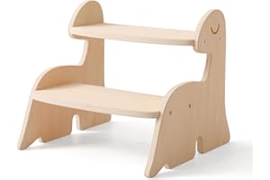 ‎PROMISE BABE Promise Babe Lernturm Montessori Holz Tritthocker Für Kinder,Gegen Wand Schrank Dinosaur Baby Tritthocker 2 Stufe Kinder Möbel Tier Dino Holz Baby Kleinkinderzimmer Bad Küche WC 2 Stufe