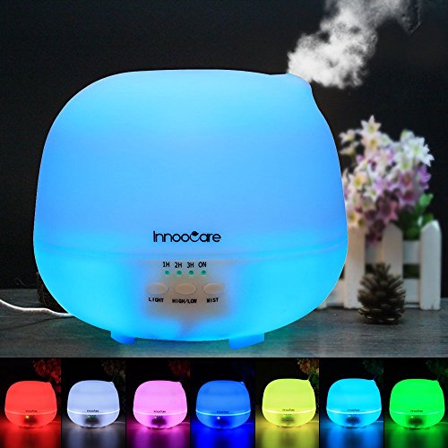 InnooCare Aroma Diffuser 500ml Diffusor Ultraschall Luftbefeuchter Kalten Nebel Technologie Abschaltautomatik Raumbefeuchter mit 7 LED Farbwechsel und Ebook für Babies Yoga Kinderzimmer Schlafzimmer Büro usw. - 2