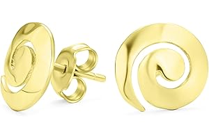 BLING JEWELRY Boucles D'Oreilles En Forme De Labyrinthe Rond Géométrique Martelé Bohème Avec Spirale Filigrane En Spirale Pour Femmes Adolescentes En Plaqué Or Jaune 14 Carats .925 En Argent Sterling