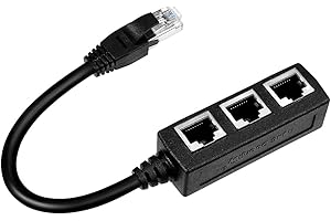 AZUXREZA Gezezuee RJ45 Ethernet Cable Splitter Network Adapter,Ethernet Splitter 1 to 3 Cable Adapter Suitable Super Cat5, Cat5e, Cat6, Cat7 LAN Ethernet Socket Connector Adapter lan Splitter, black