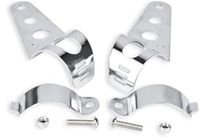TUINCYN Universal Motorcycle Headlight Mounting Fork Clamp Bracket Silver Chrome Fork Tubes 38-51mm for Chopper Bobber Street Bike Cafe Racer Harley Davidson(pack of 2)