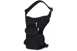 XIEBEN Toile Taille Pack Drop Leg Sac pour Hommes Femmes en Plein Air Voyage Tactique Moto Vélo Vélo Randonnée Camping Cuisse Sacs Poche, Noir