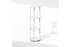Furinno Turn-N-Tube Ã‰tagère d'angle, Bibliothèque Ã€ 4 Niveaux, Ã‰tagères De Rangement Ouvertes pour L'Organisation Et Le Salon, Bureau, Garage, Blanc