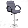 Redefine Jax Swivel High Counter Bar Stool With Armrest □ Back Leather Cushion, Height Adjustable Bar Chair Suitable For Kitchen| Music| Food Court| Dining |Cafeteria (Grey, 36.5 Cm, 35 Cm)