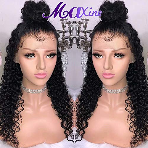 Maxine Water Wave Wig 360 Lace Frontal Wig Pre Plucked with Baby Hair Wet and Wavy Human Hair Wig for Black women Natural Color(22inch)