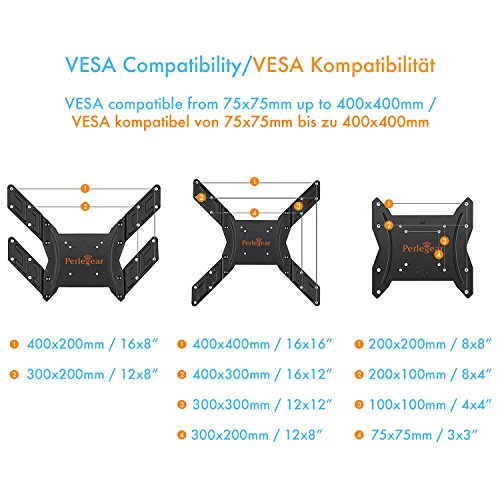TV Wandhalterung mit voll beweglichem Gelenk-Arm, ausfahrbar und schwenkbar, für 23-55″ LED, LCD, OLED, Plasma, Flachbild TVs VESA 400 x 400mm 16″, Gratis HDMI Kabel & Wasserwaage von Perlegear - 4
