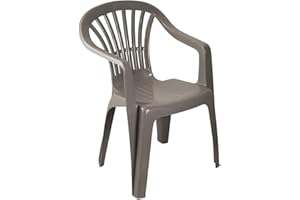 VTL® Taupe Plastic Garden Chairs Low Back Seat Patio Partying Camping Stacking