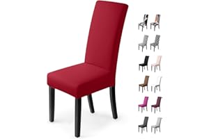 BalladHome Stuhlhussen 2 Stück,Stretch-Stuhlbezug elastische Moderne Husse Elasthan Stretchhusse Stuhlbezug Stuhlüberzug bi-Elastic Spannbezug, sehr pflegeleicht und langlebig Universal (2 Stück,Rot)