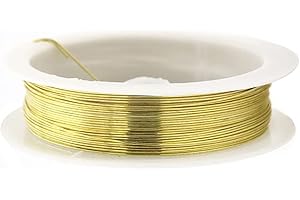 tooloflife Rollo de alambre de cobre desnudo resistente al deslustre para manualidades, fabricación de joyas, 0,2 mm, oro