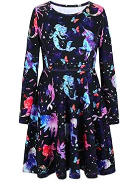 Jxstar Kleine Mädchen 'Tier Kleid Einhorn Wolken Gedruckt Ärmelloses Schlittschuhläufer Kleid