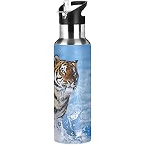 Gourde Isotherme Enfant Sans Paille Gourde Isotherme Wzzzsun 600ml - Acier Inoxydable - Paille Intégrée - Design Loup Bleu - Sans BPA Gourde Fille Isotherme