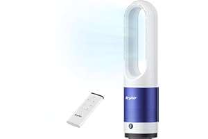 IcyAir Rotorloser Ventilator, Turmventilator sehr Leise, 35 dB, 90° Oszillation, 8 Geschwindigkeiten, 9h Timer, Kindersicher, LED-Anzeige, Ventilator Schlafzimmer Leise mit Fernbedienung