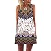 Produktbild Longra Damen Ärmellos Sommerkleid Kurz Minikleid Strandkleid Partykleid Rundhals Rock Mädchen Blumen Drucken Kleider Frauen Strandmode Kleid Hemdkleid Blusekleid (White 01, s)