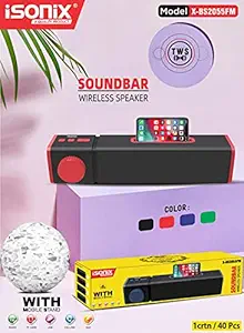 iSONIX SOUNDBAR Wireless Bluetooth Speaker USB FM TF Card Calling AUX Connected