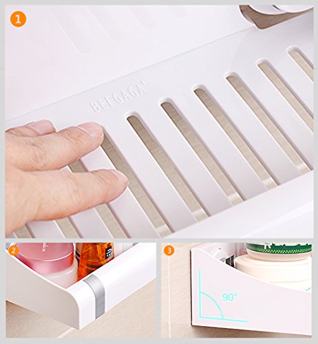 Lef Leistungsstark Vakuum Saugnapf Dusche Caddy Korb Halter für Shampoo – Combo Organizer Badezimmer Regal mit 2 versteckte Haken, ohne Bohren silber - 6