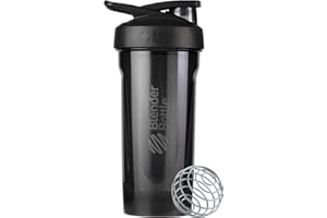 ‎BLENDERBOTTLE BlenderBottle Strada - Tritan - Trinkflasche mit BlenderBall, geeignet als Eiweiß / Protein Shaker, Wasserflasche, BPA frei, skaliert bis 600 ml, Fassungsvermögen 820 ml, schwarz, 273 g