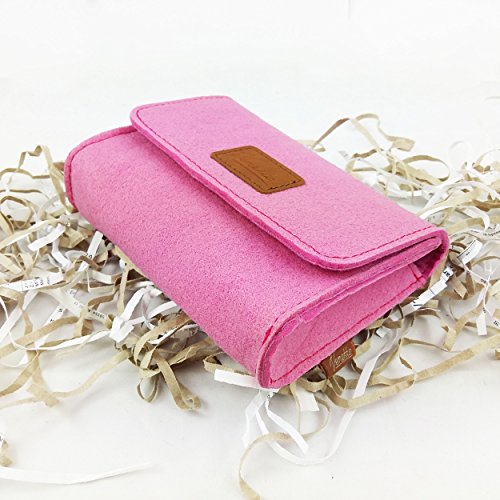 Täschchen Mini Hülle Tasche aus Filz für Zubehör und Accessoires (Netzteil, PC Maus, E-Zigarette, Kosmetik) Pink - 4