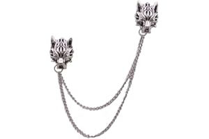 BEITO Lobo De Metal Cabeza De Animal Alfileres Y Broches Cuello De La Camisa De La Viruta Borla De La Cadena De Flor Accesorios Juego De La Solapa