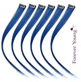 Forever Young 6 Piece 18" Clip in Human Hair Extension Blue Hi-Light