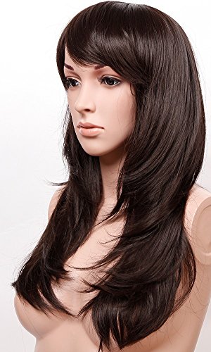 S-noilite Layered Hair Style Full Wigs 23" Wavy Dark Brown Wig New Fashion Design Lady Women's Daily Dress