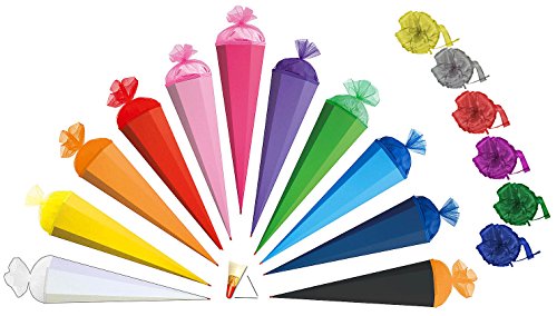 Preisvergleich Produktbild Unbekannt Schultüte - Einfarbig - Rohling / Bastelschultüte - Kräftiges Blau - 85 cm - Incl. Schleife - mit Holzspitze / Filzabschluß - Zuckertüte Roth - Zum Basteln, Bemalen und Bekleben