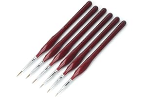iLamdeetek Detail Brush Set (6 Pieces), Watercolor Acrylic and Oil Painting Set for Artists, Adults and Children, Dark Red