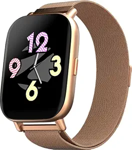 Zebronics ZEB-FIT5220CH Smart Fitness Watch with 2.5D Curved Glass 4.4cm Square Display, SpO2, BP, HR Monitor, IP68 Water Proof, 8 Sports Mode, Metal Body & Strap(Gold Metal) (Mettalic Gold)