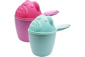 Baby Shampoo Cup,RoadLoo 2Pcs Shower Shampoo Cup Waterfall Rinser Cute Kids Wash Hair Bathing Flusher Cup Protection Eye Rinse Cup for Shampooing and Bathing Watering Flowers and Brushing