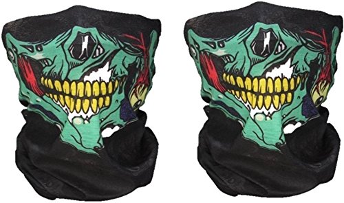 2 x Premium multifunción Bandana | Braga | | paño de manguera | Pañuelo con calavera de esqueleto Máscaras para moto bicicleta Esquí Paintball Gamer Carnaval Disfraz Calavera Máscara ... (2 Verde)