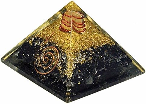 Natural Gemstone Black Turmaline Orgonite Pyramid Spiritual Reiki Crystal Pyramid for Healing energy and Home & Table Decoration with Safety Valvet pouch