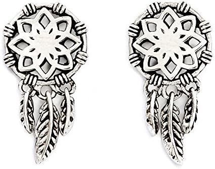 Chrysalis Rhodium plate Dream Catcher stud earrings. Wear your beautiful earrings and  encourage good dreams and protect yourself from the bad ones