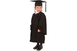GRADUATION ATTIRE Childrens' Graduation Gown with Matching Hat & Tassel - (Ages 3-5) Matte Finish … (Black)