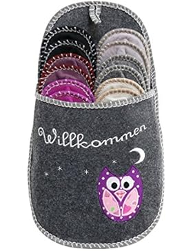 GWELL 6er Set Gästehausschuhe mit Eule Motiv Pantoffeln Aus Filz Antirutsch Unisex Größe 36-44