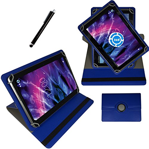 360° 10 Zoll BLAU Tablet Tasche Schutz Hülle Stand Etui für WORTMANN TERRA PAD 1004 + Stift