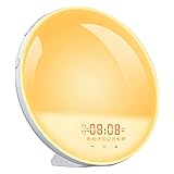 Wake Up Light Sunrise Alarm Clock with Sunset Simulation Bedside Night Lamp,7 Colors Atmosphere Lamp with Touch Screen Switch Control,with 20 Levels Brightness Function