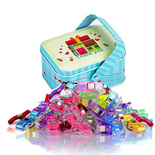 100 pinzas para costura y manualidades de Soraco, con caja de lata de regalo