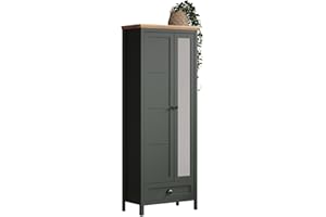 trendteam smart living - Stanton - Garderobenschrank - Tannengrün/Evoke Eiche - Flurschrank mit auziehbarer Kleiderstange - (BxHxT) 77 x 198 x 39 cm - Landhausstil