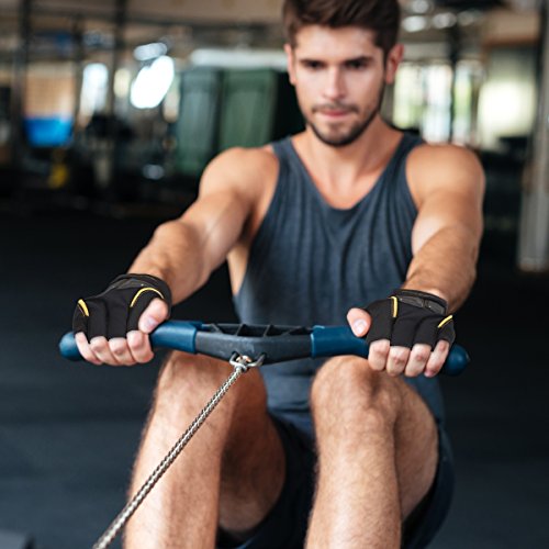 Atmungsaktivem & Ultraleicht Fitness Handschuhe, Mehrfarbig Linie, Microfiber Material und Safe Geleinlage Silica Palm Fingerlos Trainingshandschuhe mit Adjustable Handgelenkstütze, TRIDEER Fitness Krafttraining Gewichtheben Bodybuilding Exercise Gloves für Damen Herren Frauen Manner(Golden Rosa und Lila) - 8