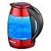 Produktbild CONCEPT Hausgeräte RK4053 CONCEPT Hausgeräte RK4053 Edelstahl-Glas-Wasserkocher inklusiv LED-Innenbeleuchtung, 1,8 L, 2200 W, Rot