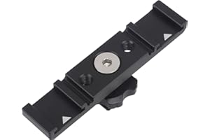 LEFTFOTO Dual Cold Shoe Mount Bracket,Dual Cold Shoe Mount Plate Adapter,Dual Hot Shoe Extension Bar for Nikon Canon Sony DSLR Camera Flash LED Video Light Microphone